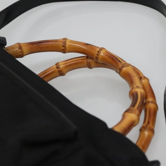 GUCCI Bamboo Hand Bag Nylon 2way Black Silver 002 2058 0508 5 Auth 138391 - Picture 9 of 16